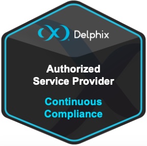 Delphix authorised service provider continuous compliance logo: Delphix authorised service provider continuous compliance badge